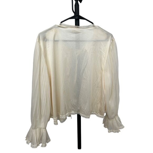 Vintage Jola Two Sheer Pleated Lace Trim Blouse Sz Medium - Picture 2 of 12